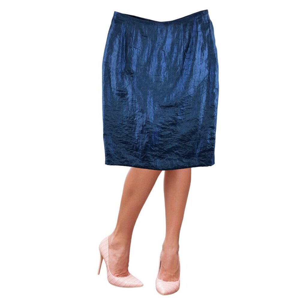 VICTOR COSTA Blue Shiny Sheen Pencil Skirt Size 6